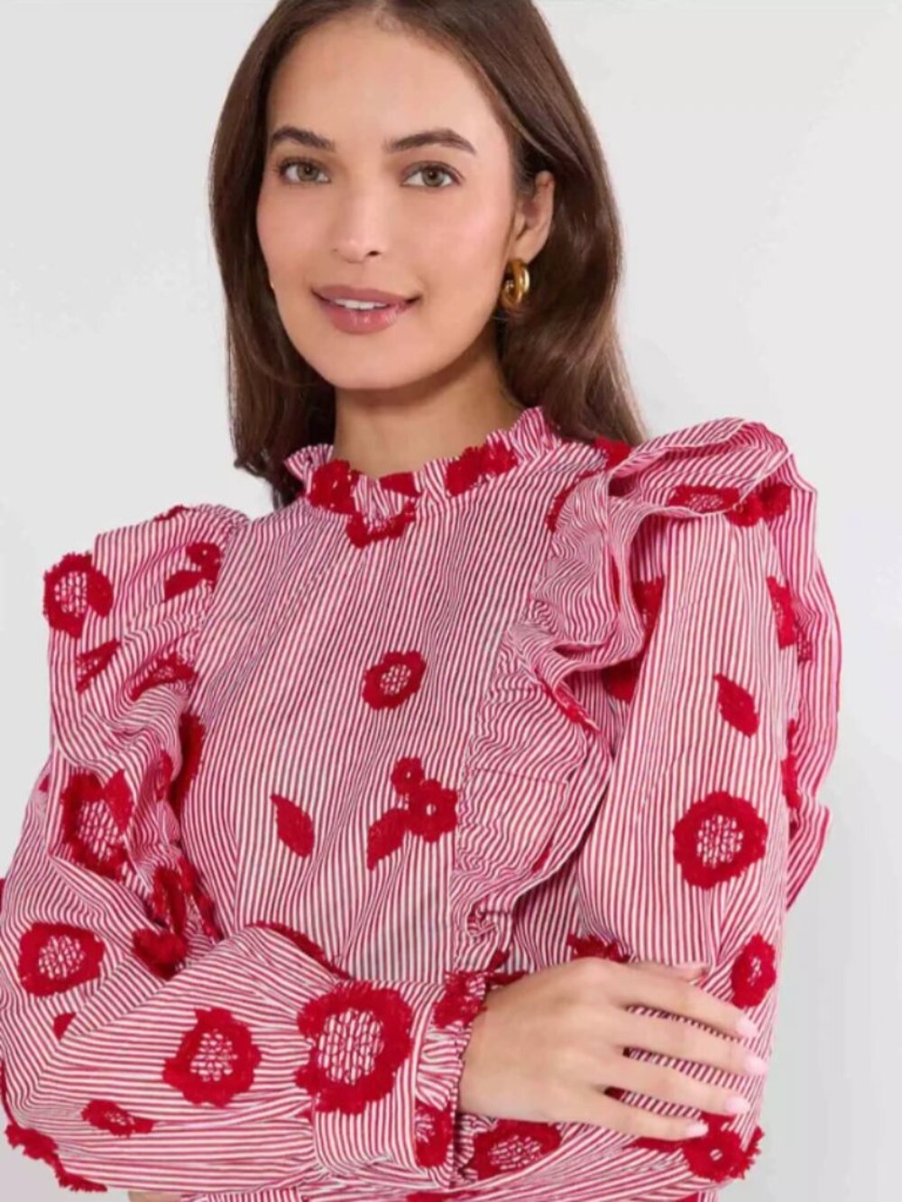 Avara Rosie Red Floral Ruffle Top